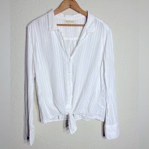 Cloth and Stone White Button Down Tie Front Shirt